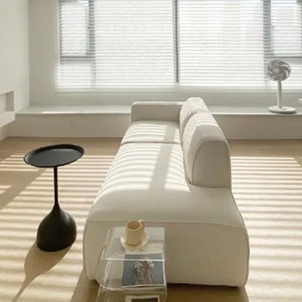 Scandinavian Style Upholstered Velvet Square Arm Chaise in White