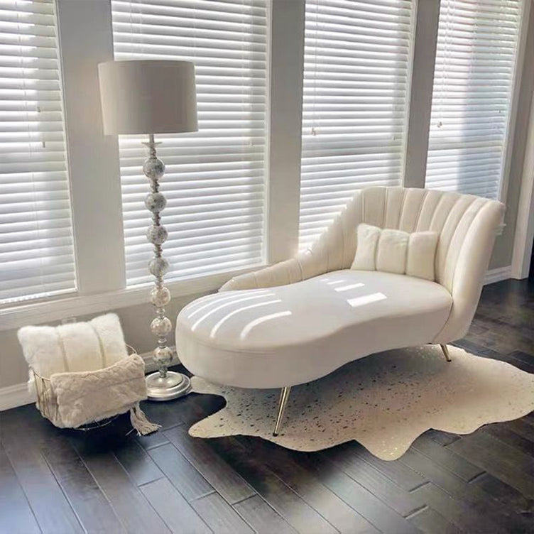 Glam Style Upholstered Cushioned Velvet Rolled Arms Chaise Lounge