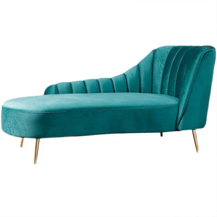 Glam Style Upholstered Cushioned Velvet Rolled Arms Chaise Lounge