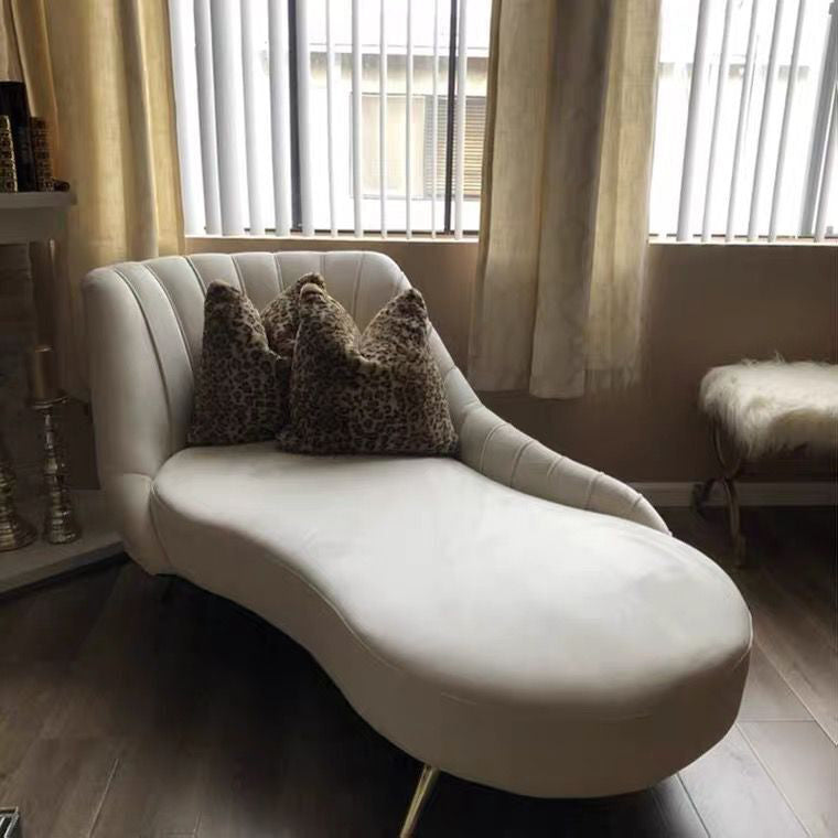 Glam Style Upholstered Cushioned Velvet Rolled Arms Chaise Lounge