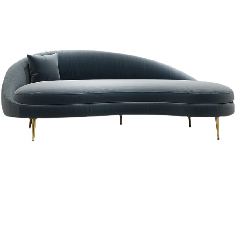 Scandinavian Solid Color Velvet Rolled Arms Tufted Chaise Chair