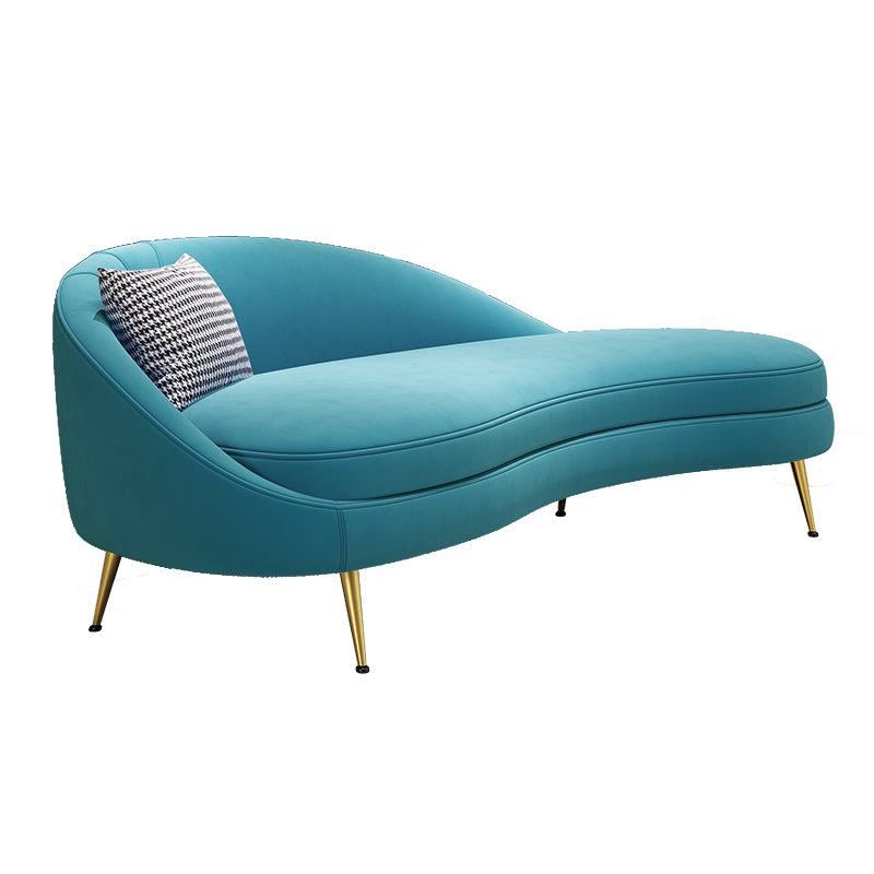Scandinavian Solid Color Velvet Rolled Arms Tufted Chaise Chair