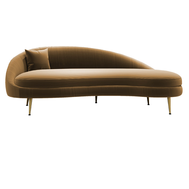 Scandinavian Solid Color Velvet Rolled Arms Tufted Chaise Chair