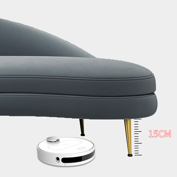 Scandinavian Solid Color Velvet Rolled Arms Tufted Chaise Chair