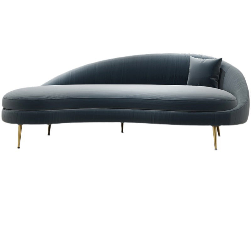 Scandinavian Solid Color Velvet Rolled Arms Tufted Chaise Chair