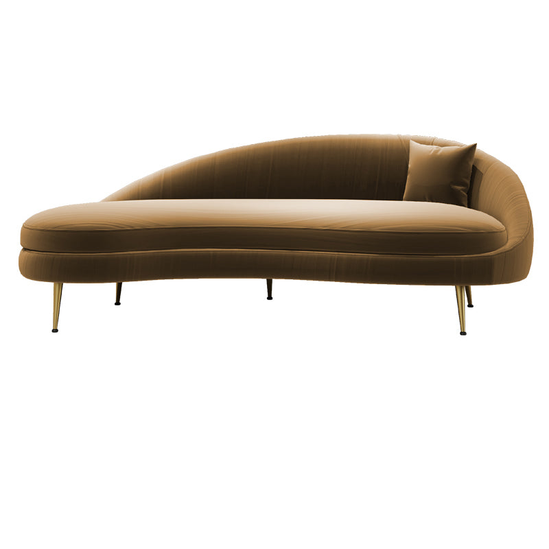 Scandinavian Solid Color Velvet Rolled Arms Tufted Chaise Chair