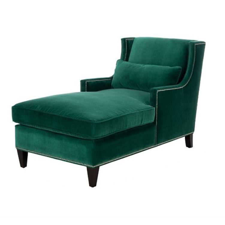 Contemporary Upholstered Cotton Blend Square Arms Chaise Lounge Couch