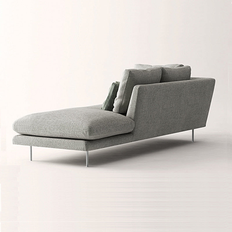 Contemporary Upholstered Cotton Blend Flared Arm Chaise Lounge in Gray