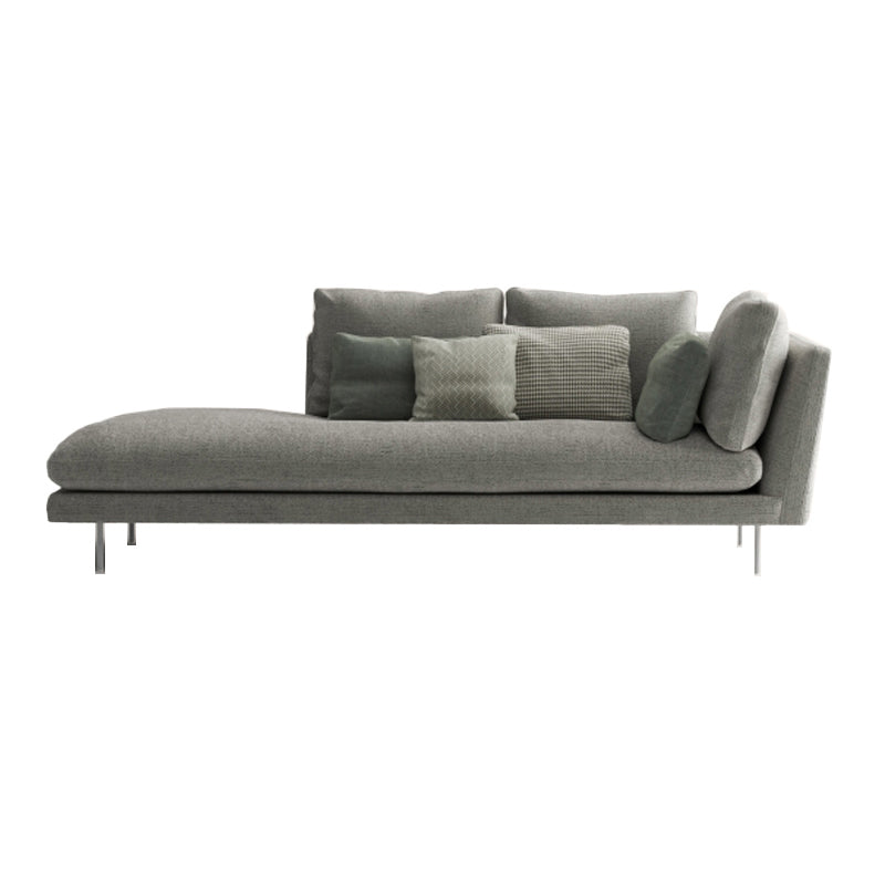 Contemporary Upholstered Cotton Blend Flared Arm Chaise Lounge in Gray