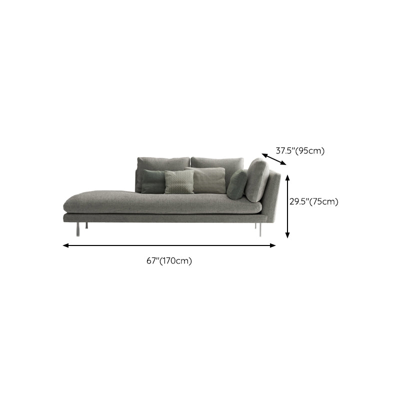 Contemporary Upholstered Cotton Blend Flared Arm Chaise Lounge in Gray