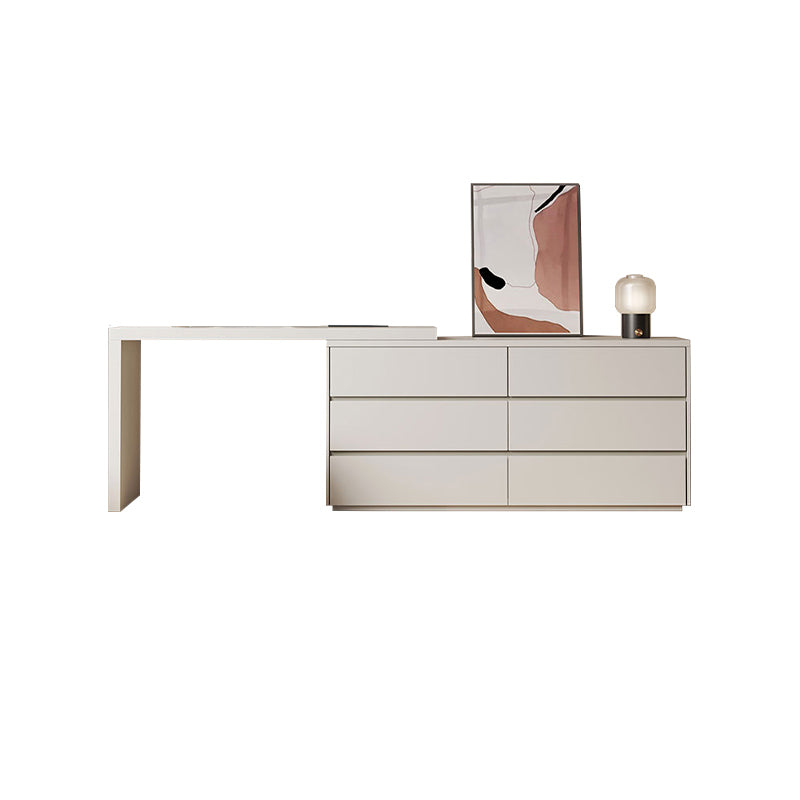 Contemporary 6-Drawer Make-up Dressing Table and Stool - 29.5" H