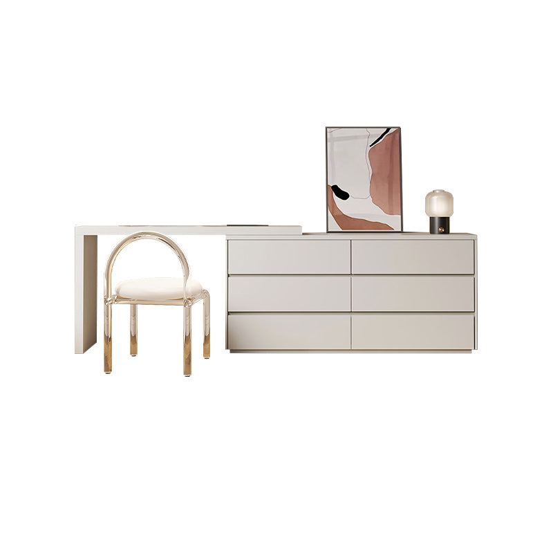 Contemporary 6-Drawer Make-up Dressing Table and Stool - 29.5" H