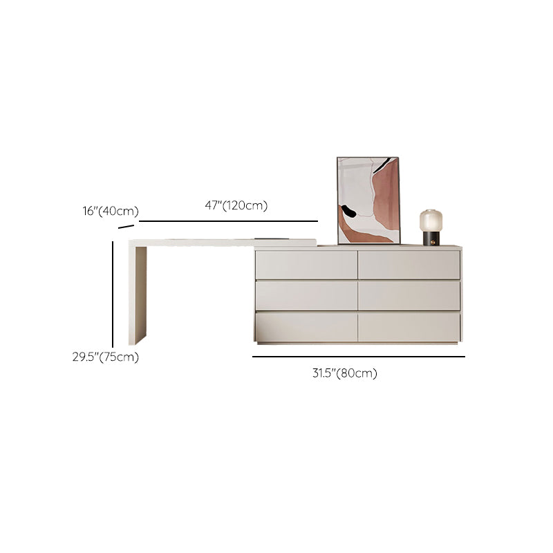 Contemporary 6-Drawer Make-up Dressing Table and Stool - 29.5" H