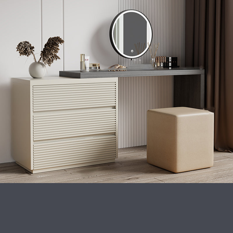 Wooden Bedroom Lighted Mirror With Drawer Makeup Vanity Desk