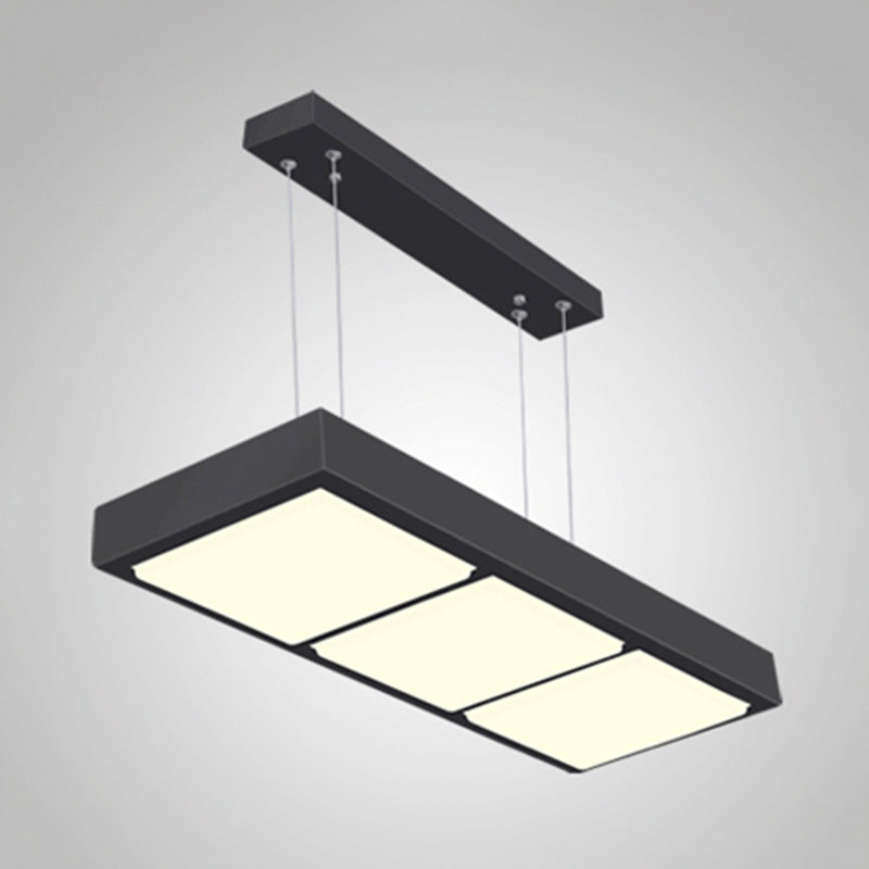Rectangular Island Lamp Modern Metal 3/4/5 Lights Black/White Office Hanging Light in Warm/White