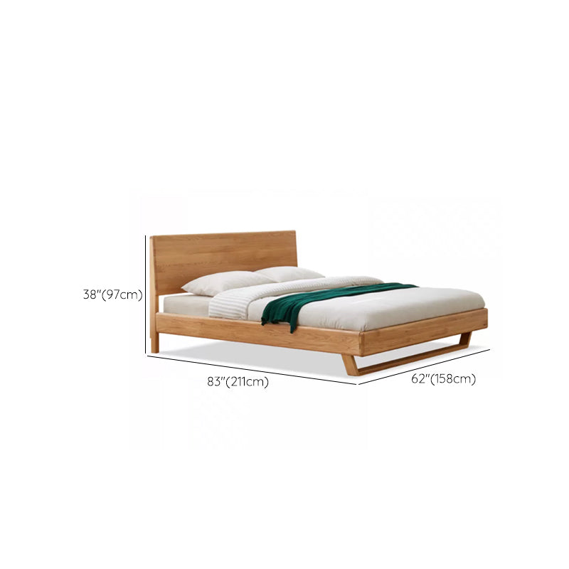 Contemporary Panel Standard Bed Solid Wood Bed with Rectangular Headboard