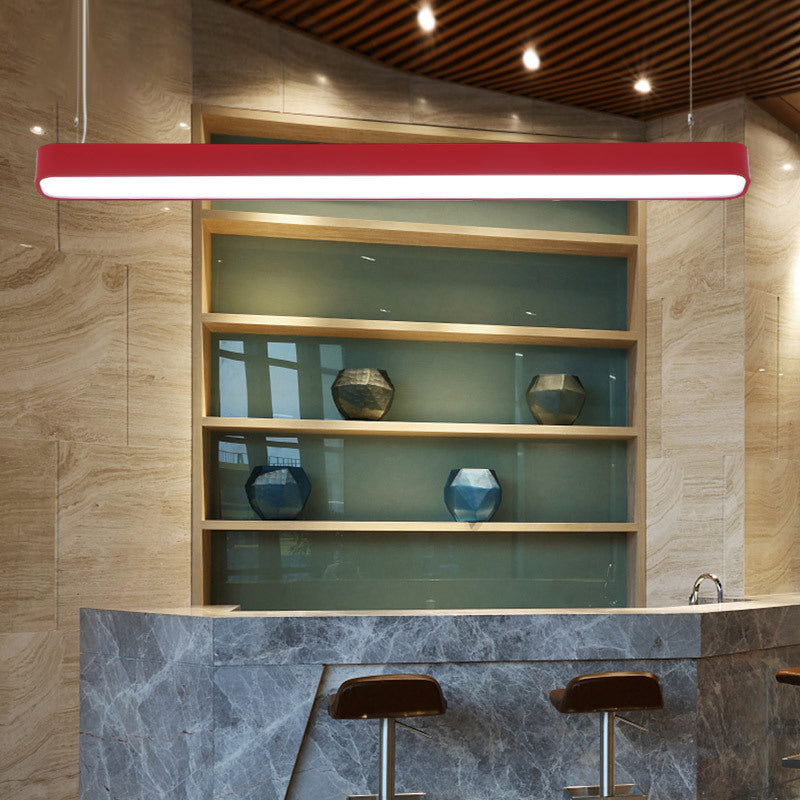 Tubular Hanging Lamp Contemporary Metal Led Red/Blue/Yellow Ceiling Pendant Light for Dining Room