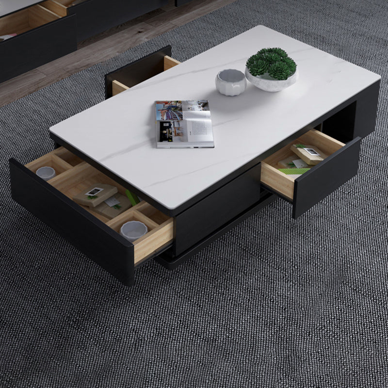 15"H Contemporary Cocktail Table Storage Rectangle Coffee Table