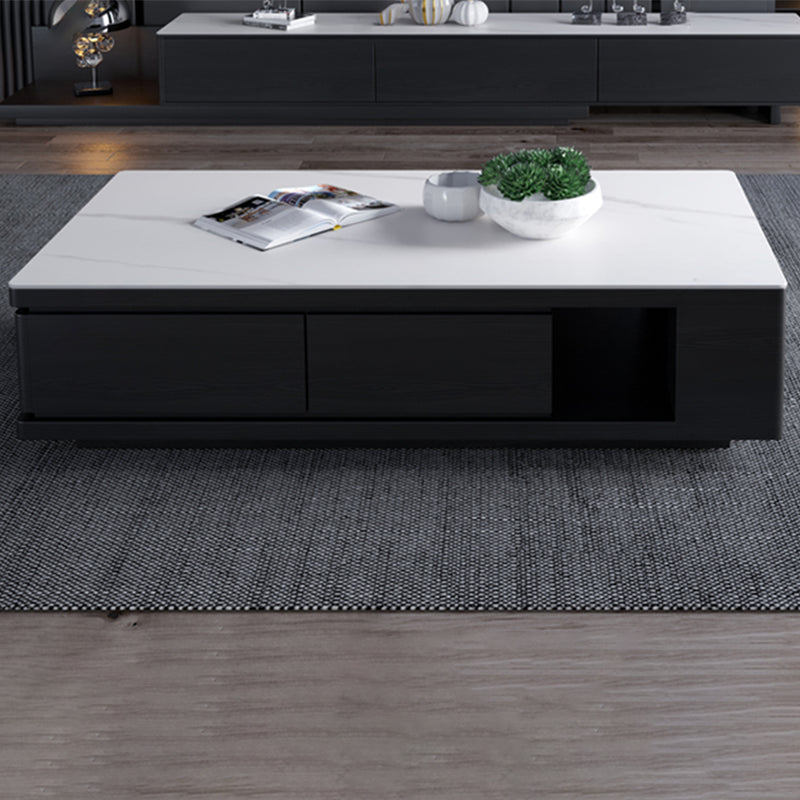 15"H Contemporary Cocktail Table Storage Rectangle Coffee Table
