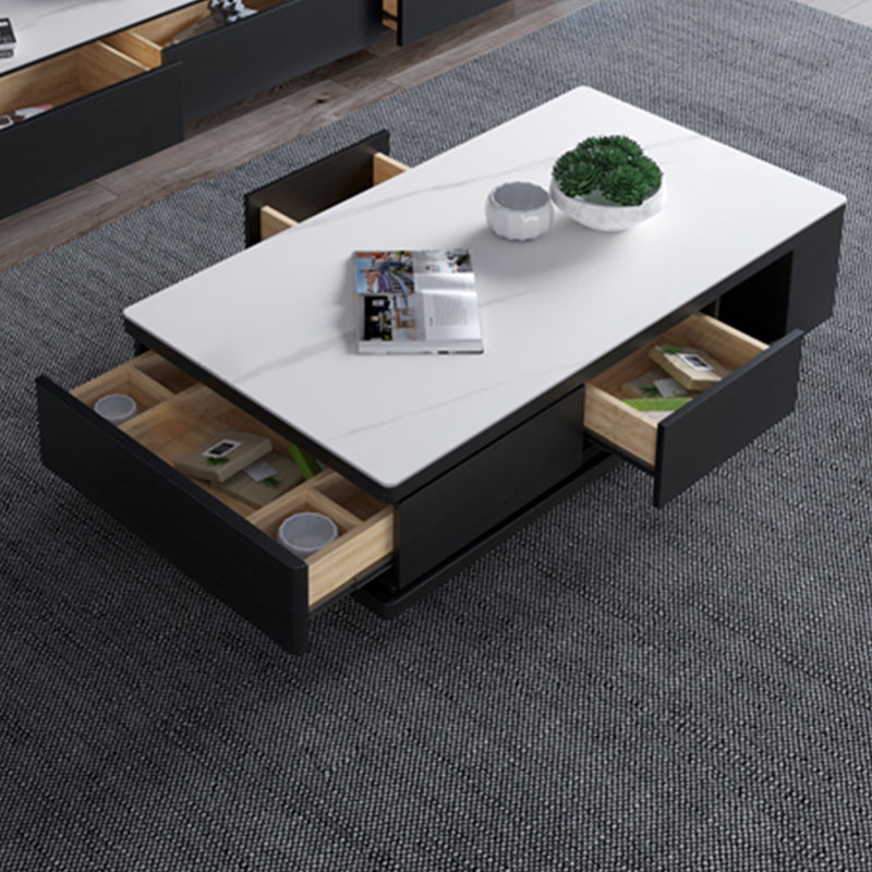 15"H Contemporary Cocktail Table Storage Rectangle Coffee Table