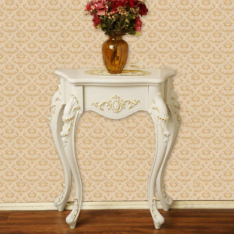 Free Form Shape Contemporary Console Table Wood Console Sofa Table in White