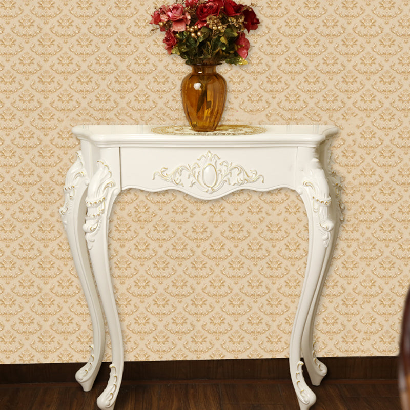 Free Form Shape Contemporary Console Table Wood Console Sofa Table in White