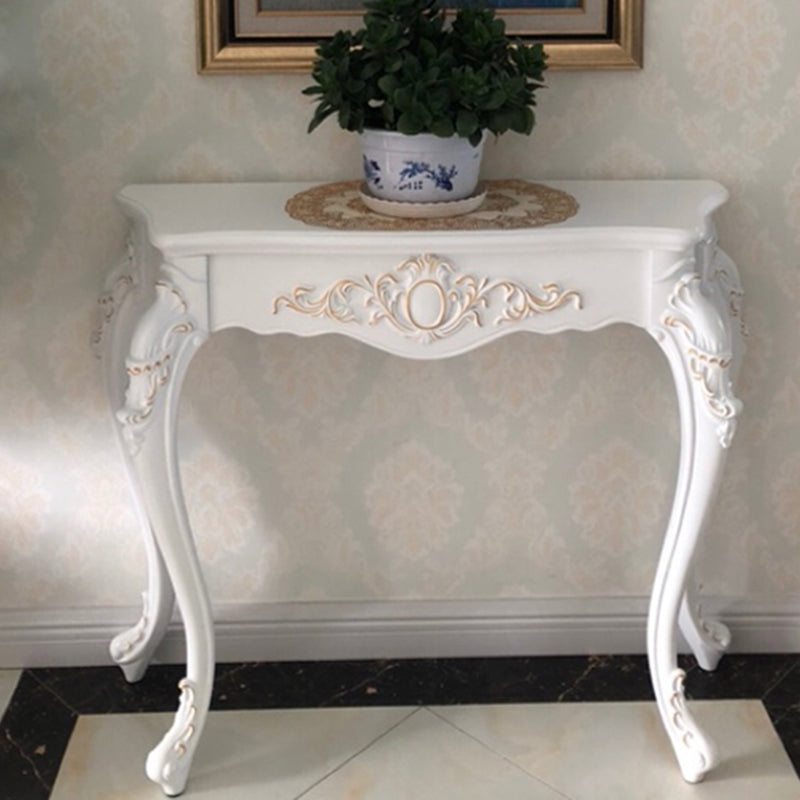 Free Form Shape Contemporary Console Table Wood Console Sofa Table in White