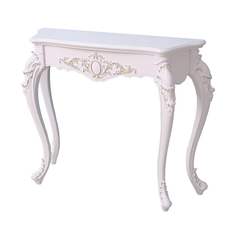 Free Form Shape Contemporary Console Table Wood Console Sofa Table in White