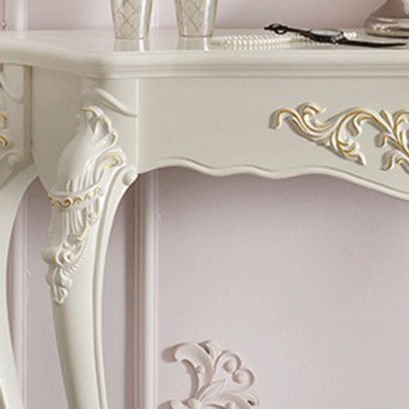 Free Form Shape Contemporary Console Table Wood Console Sofa Table in White