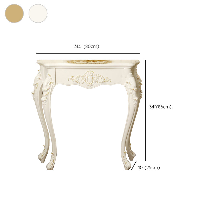 Free Form Shape Contemporary Console Table Wood Console Sofa Table in White