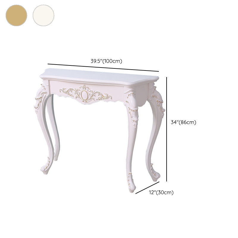 Free Form Shape Contemporary Console Table Wood Console Sofa Table in White