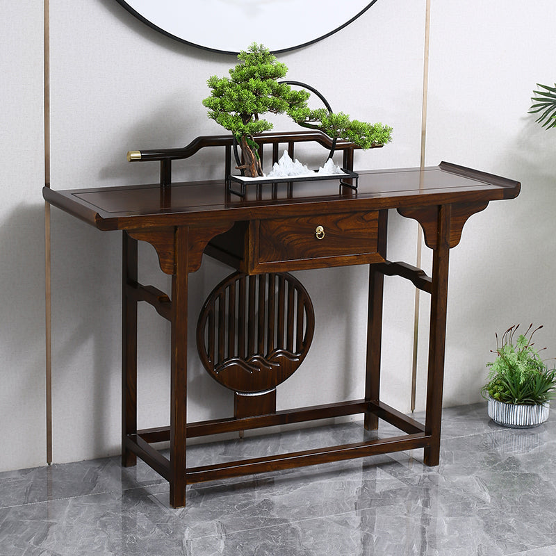 Rectangle Contemporary Console Table Dark Brown Elm Console Sofa Table