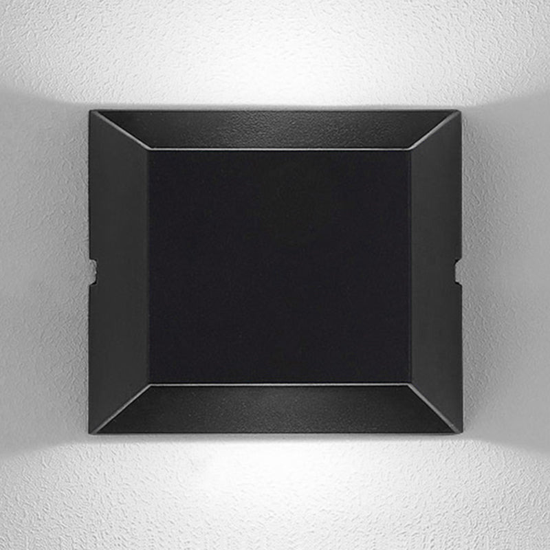 Squared Shade Wall Lighting Simple Style Metallic LED Balcony Wall Sconce Lamp in Matte Black, Warm/White Lighting