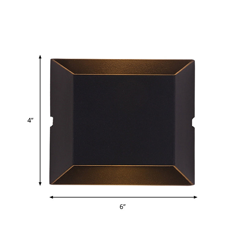 Squared Shade Wall Lighting Simple Style Metallic LED Balcony Wall Sconce Lamp in Matte Black, Warm/White Lighting