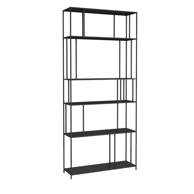 Modern Style Open Back Bookshelf Vertical Metal Bookcase with Shelves