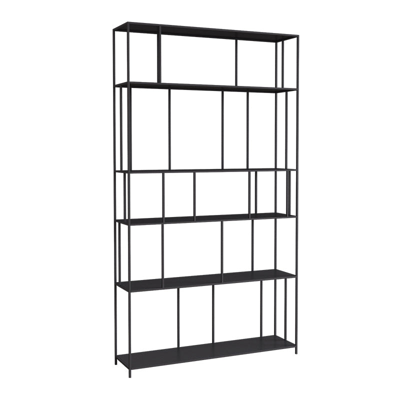 Modern Style Open Back Bookshelf Vertical Metal Bookcase with Shelves