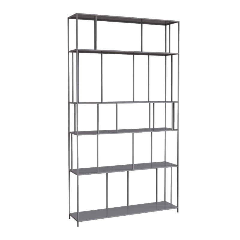 Modern Style Open Back Bookshelf Vertical Metal Bookcase with Shelves