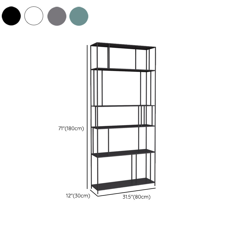 Modern Style Open Back Bookshelf Vertical Metal Bookcase with Shelves