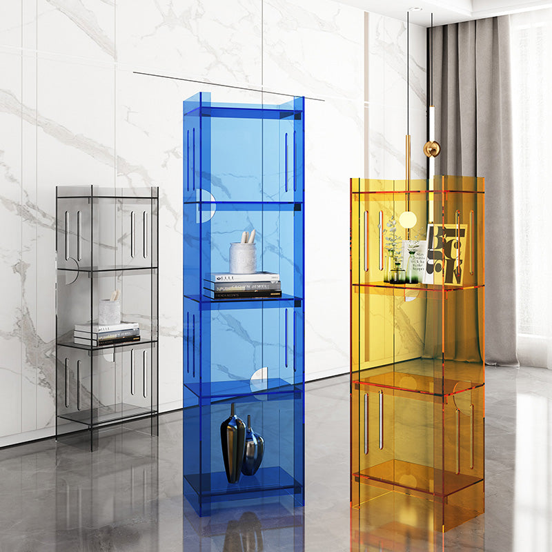 Modern Closed Back Standard Bookshelf Acrylic Bookcase with Rectangular Shelves