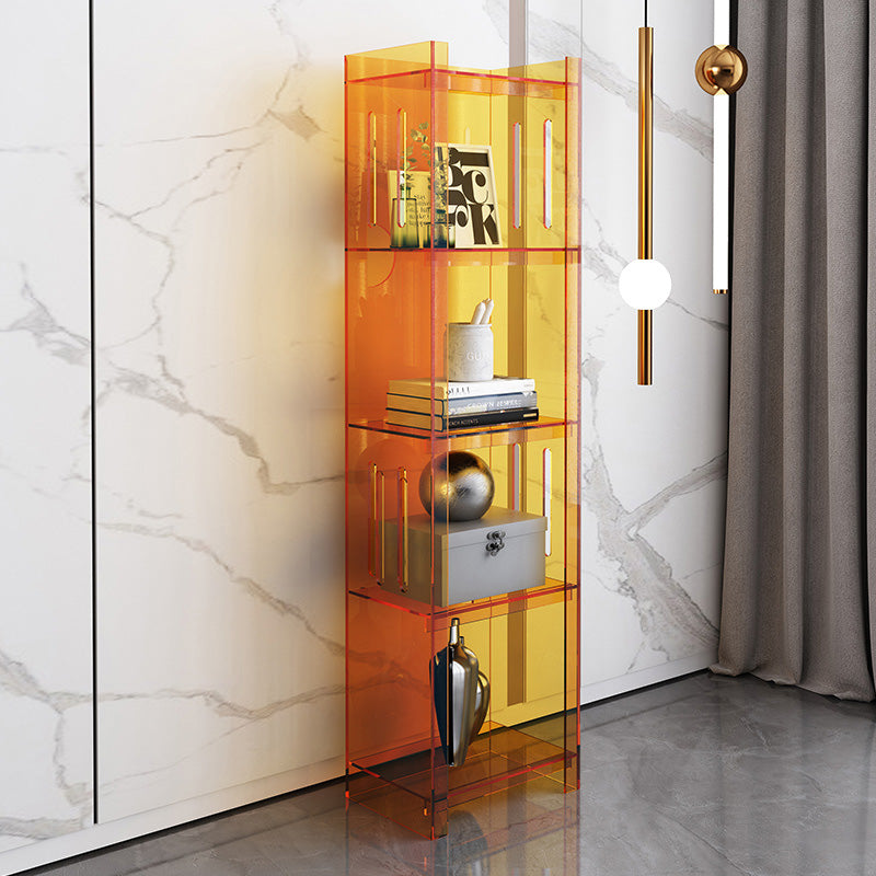 Modern Closed Back Standard Bookshelf Acrylic Bookcase with Rectangular Shelves