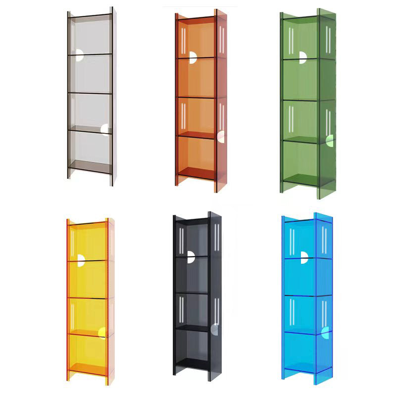 Modern Closed Back Standard Bookshelf Acrylic Bookcase with Rectangular Shelves