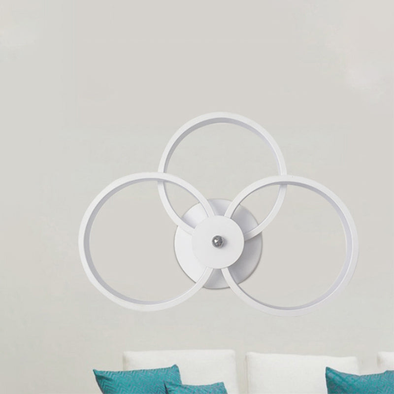 Lampe murale à cerceau noir / blanc LED moderne 2/3 lumières Idées d'éclairage mural acrylique en chaud / blanc / deuxième équipement