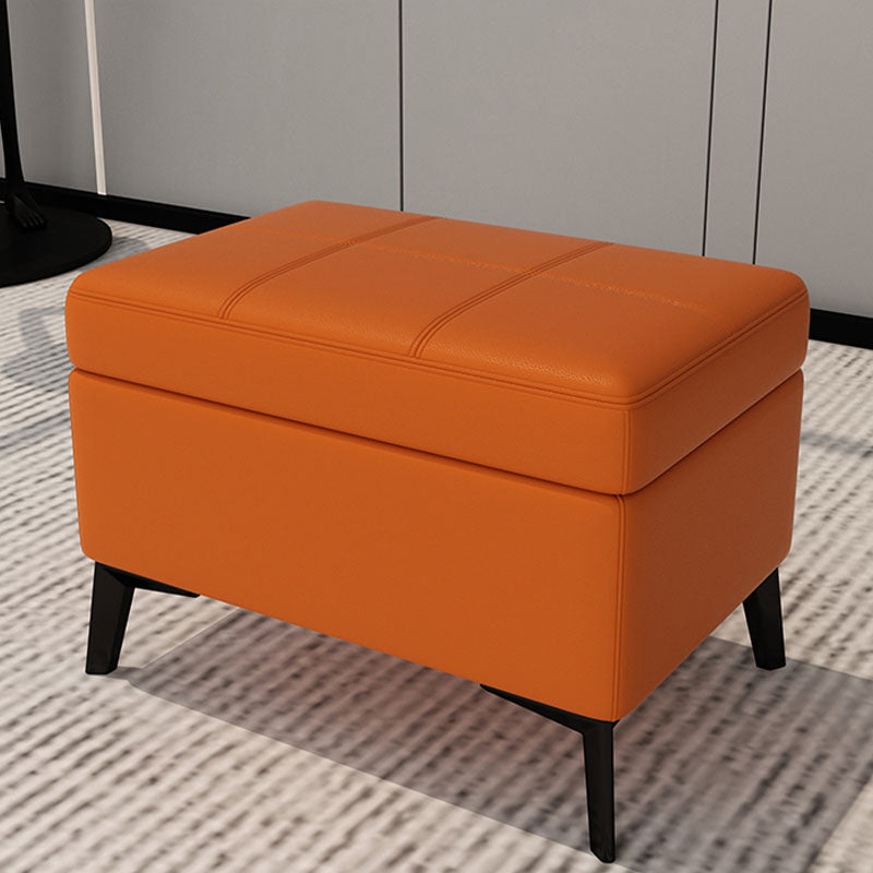 Modern Leather Storage Ottomans Rectangle Storage Ottomans with 4 Legs