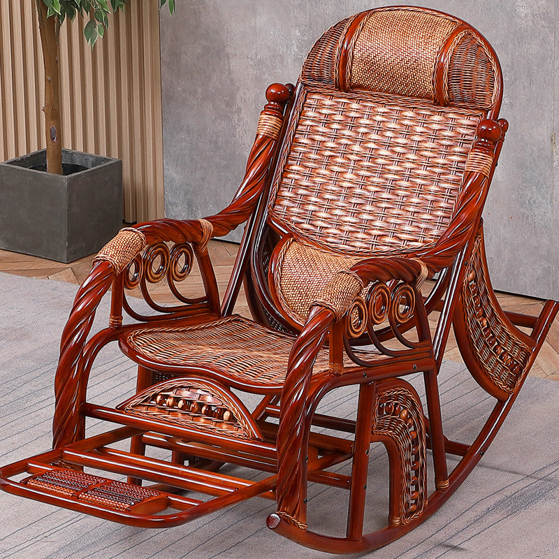 Traditional Rocking Chair Rattan Built-in Armrest Indoor Rocking Chair