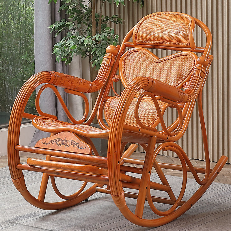 Traditional Rocking Chair Rattan Built-in Armrest Indoor Rocking Chair