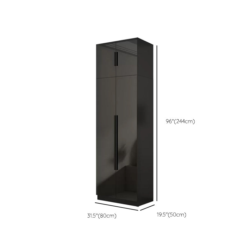 Modern Glass Doors Wardrobe Cabinet Black Bedroom Storage Cabinet