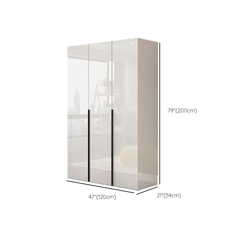 Engineered Wood Wardrobe Cabinet Modern Style White Armoire with Garment Rod