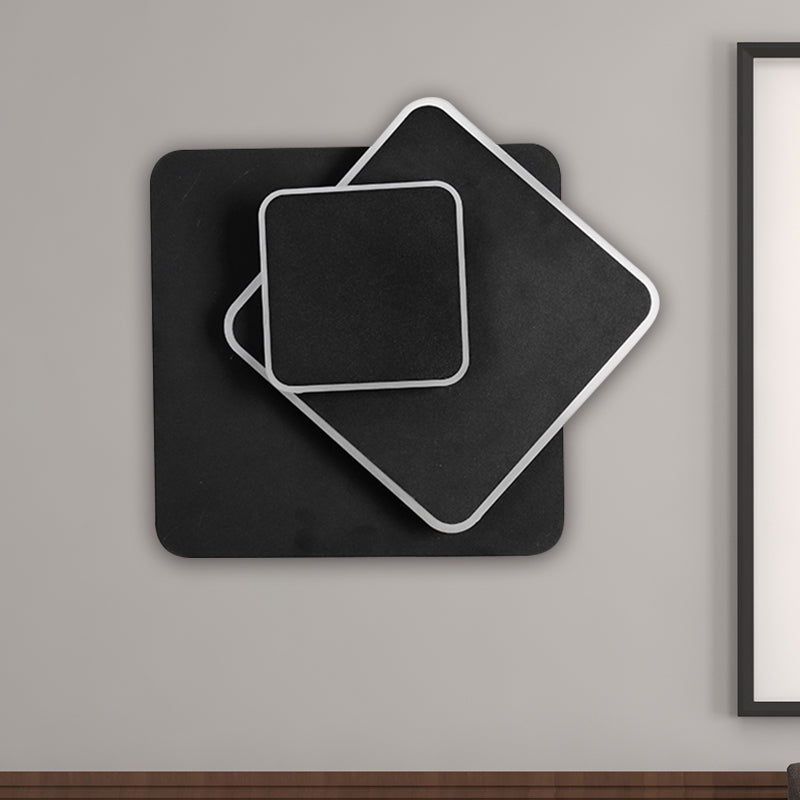 Rotatable Round/Square Shaped Wall Sconce Simple Style Metallic Warm/White Lighting LED Black Wall Sconce for Bedside