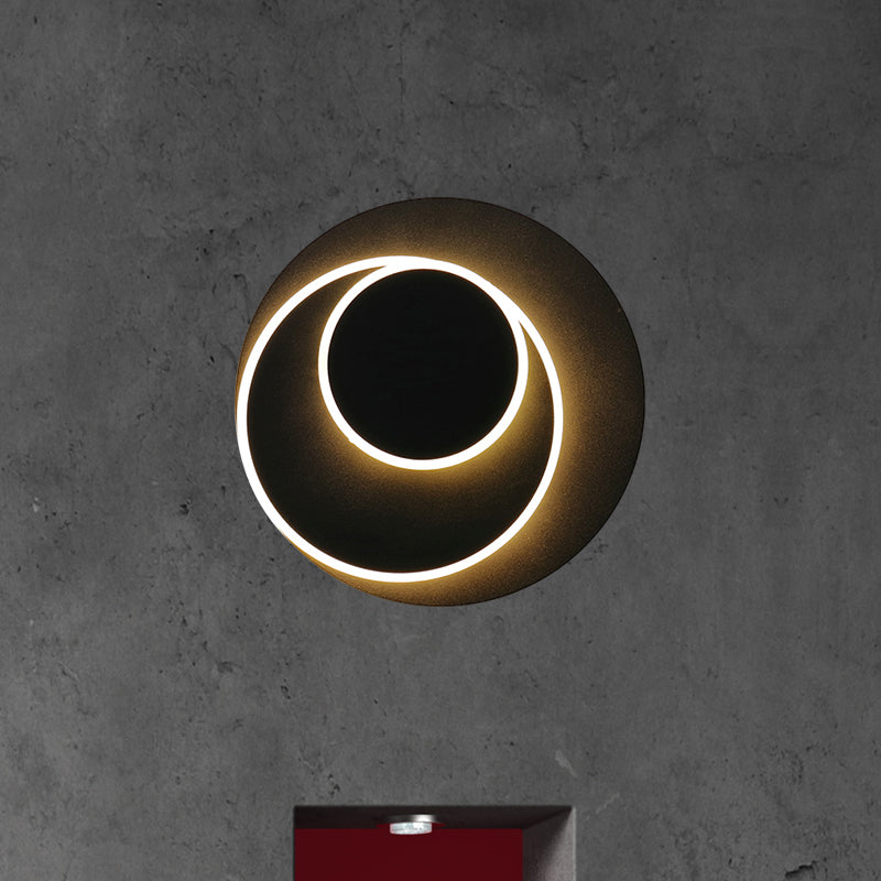 Rotatable Round/Square Shaped Wall Sconce Simple Style Metallic Warm/White Lighting LED Black Wall Sconce for Bedside