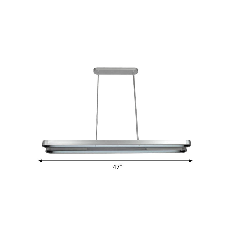 Pendentif en métal ovale allongé LED moderne LED Argent suspendu plafond Light en blanc / chaud / naturel Light